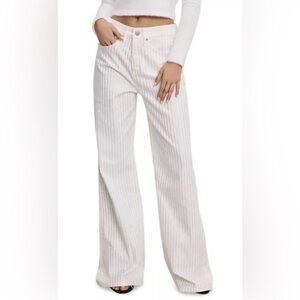 Good American White Rhinestone Good Ease Mid-Rise Relaxed Pants (Size 10/30)
NWT